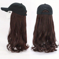 Long Curly Wigs With Baseball Cap Hats - 55-88 cm Synthetic Wavy Hair Extensions