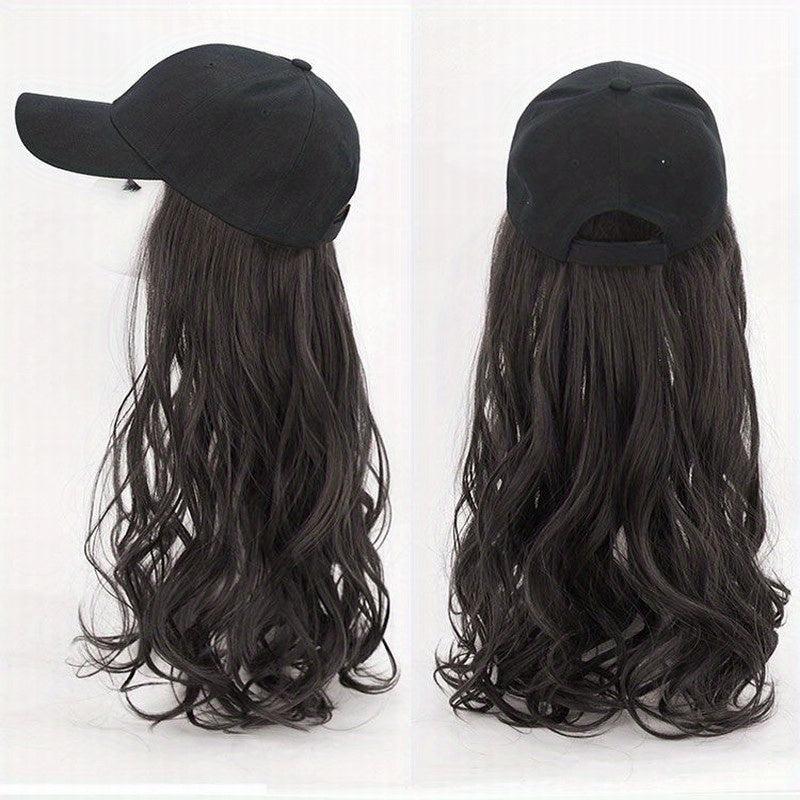 Long Curly Wigs With Baseball Cap Hats - 55-88 cm Synthetic Wavy Hair Extensions
