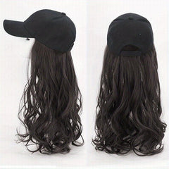 Long Curly Wigs With Baseball Cap Hats - 55-88 cm Synthetic Wavy Hair Extensions