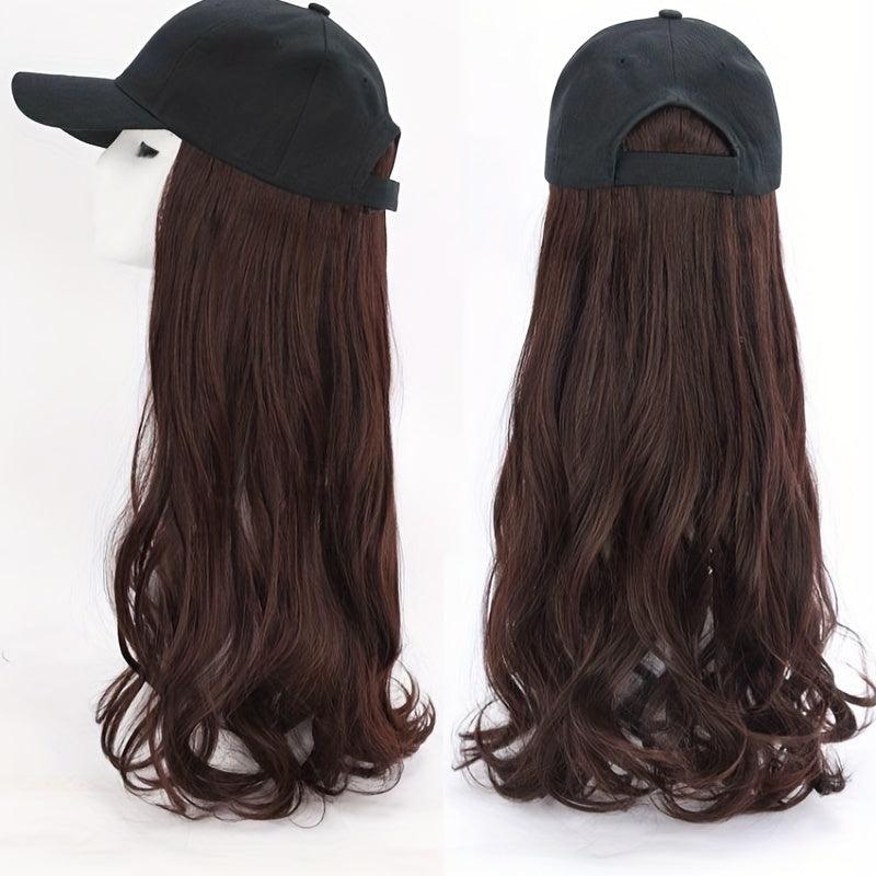Long Curly Wigs With Baseball Cap Hats - 55-88 cm Synthetic Wavy Hair Extensions