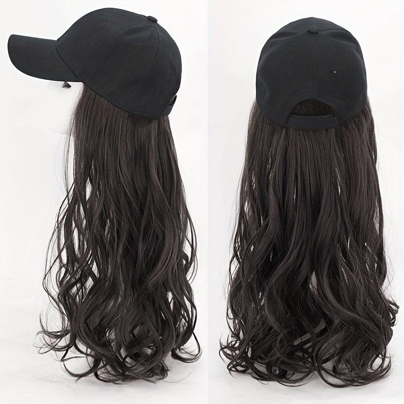 Long Curly Wigs With Baseball Cap Hats - 55-88 cm Synthetic Wavy Hair Extensions