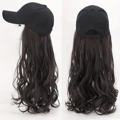 Long Curly Wigs With Baseball Cap Hats - 55-88 cm Synthetic Wavy Hair Extensions