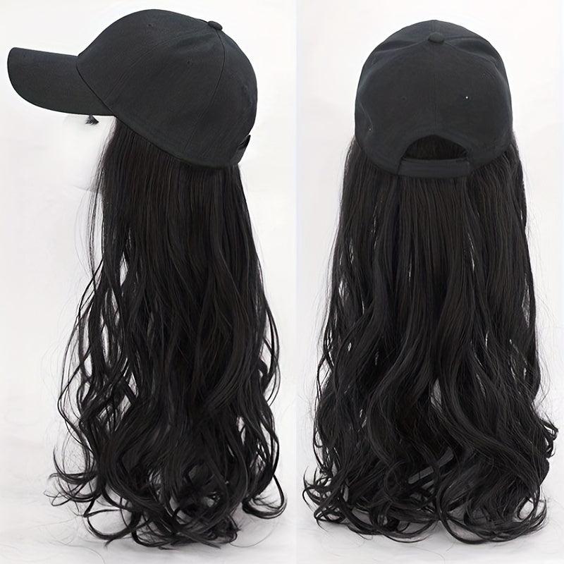 Long Curly Wigs With Baseball Cap Hats - 55-88 cm Synthetic Wavy Hair Extensions