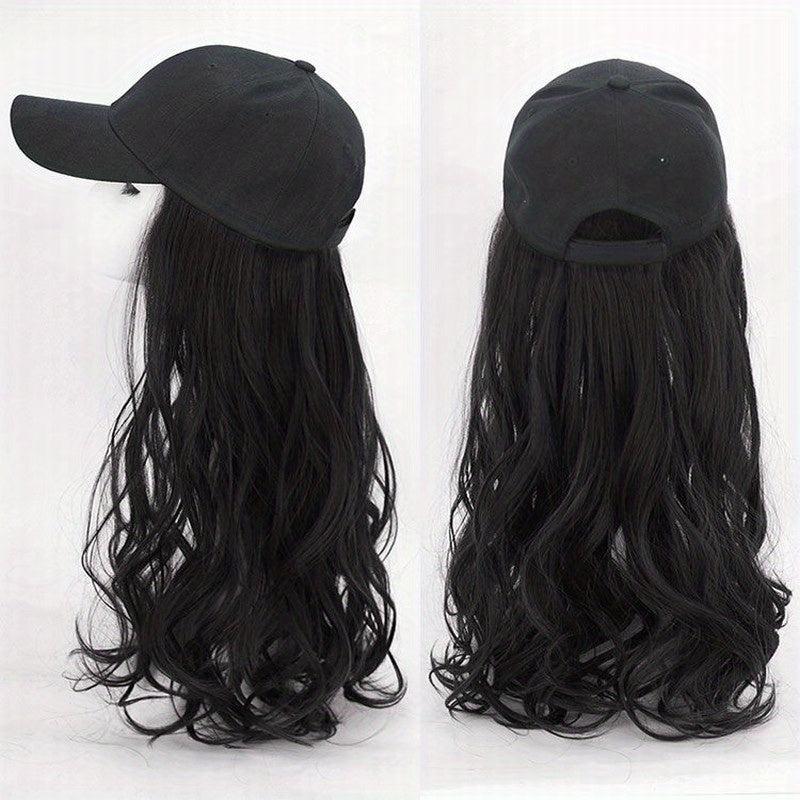 Long Curly Wigs With Baseball Cap Hats - 55-88 cm Synthetic Wavy Hair Extensions