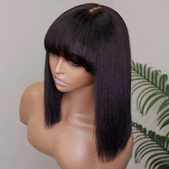 Short Bob Wigs with Hair Bangs for Women Natural Looking Synthetic Full Hair