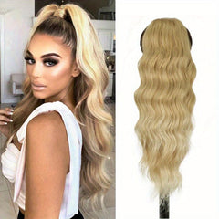 Wavy Hair Extensions Drawstring Clip Body Wave Ponytail Synthetic 60-96 cm
