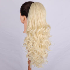 Wavy Golden Hair Drawstring Ponytail Extension - 45-72 cm