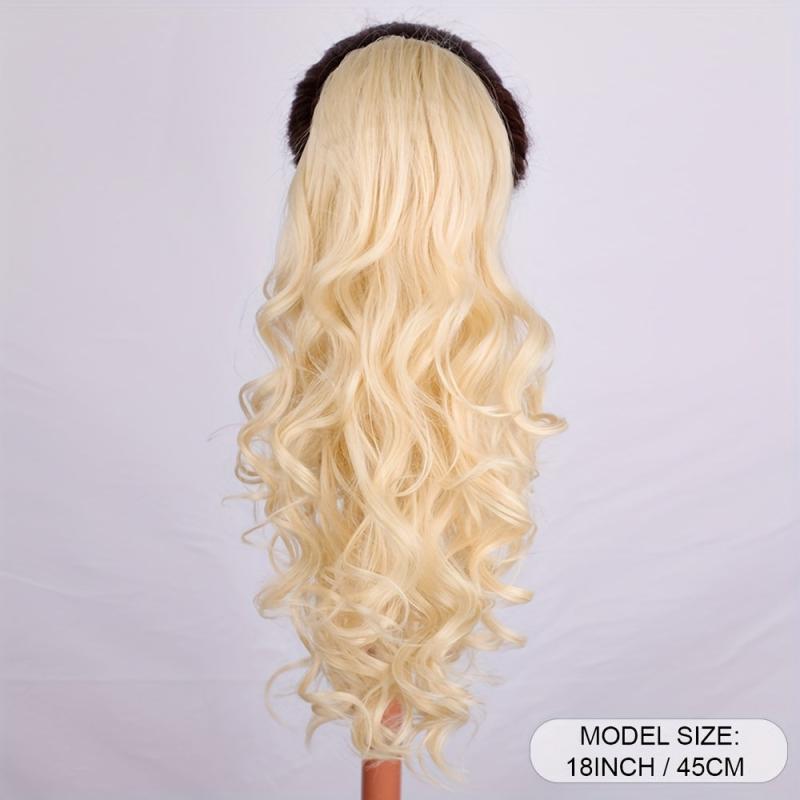 Wavy Golden Hair Drawstring Ponytail Extension - 45-72 cm