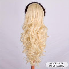 Wavy Golden Hair Drawstring Ponytail Extension - 45-72 cm