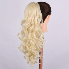 Wavy Golden Hair Drawstring Ponytail Extension - 45-72 cm