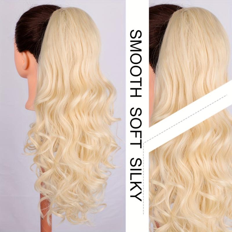 Wavy Golden Hair Drawstring Ponytail Extension - 45-72 cm