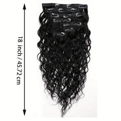 8pcs Water Wave Human Hair Clip-In Extensions for Women