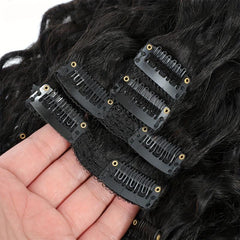8pcs Water Wave Human Hair Clip-In Extensions for Women