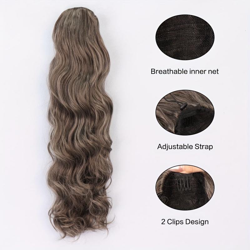 60 96 Cm Long Body Wave Ponytail Hair Extension Synthetic Wrap Around Drawstring