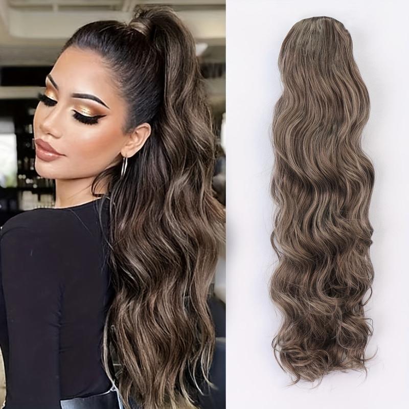 60 96 Cm Long Body Wave Ponytail Hair Extension Synthetic Wrap Around Drawstring