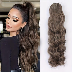 60 96 Cm Long Body Wave Ponytail Hair Extension Synthetic Wrap Around Drawstring