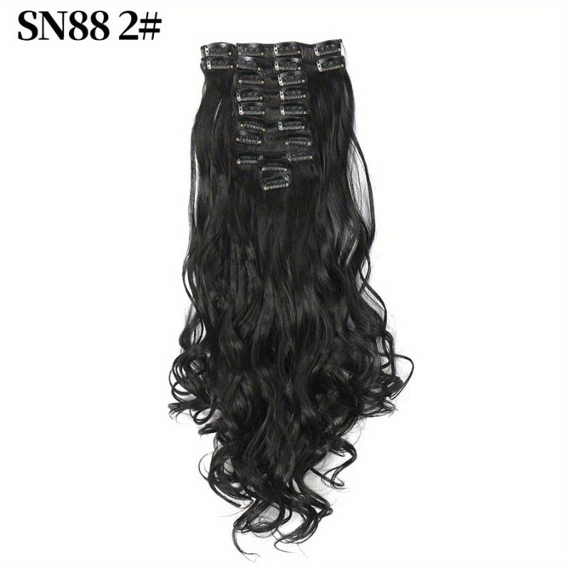 12 Pcs Long Curly Wavy Hair Extensions Synthetic Fiber Hair Pieces