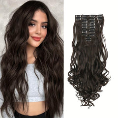 12 Pcs Long Curly Wavy Hair Extensions Synthetic Fiber Hair Pieces