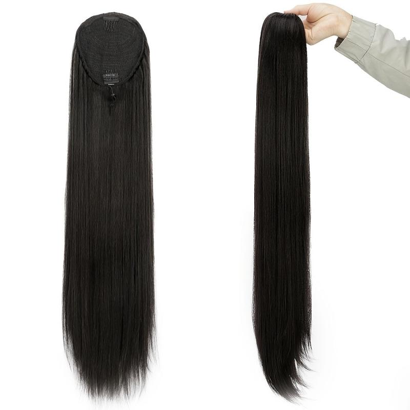 Long Straight Drawstring Ponytail Hair Extensions for Women