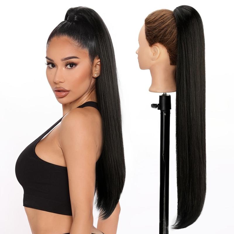 Long Straight Drawstring Ponytail Hair Extensions for Women