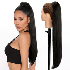 Long Straight Drawstring Ponytail Hair Extensions for Women