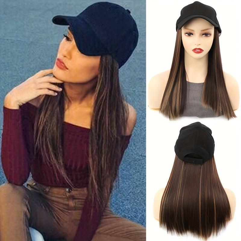 Hat Wig Baseball Cap With Hair Extensions Straight Hair Natural Looking