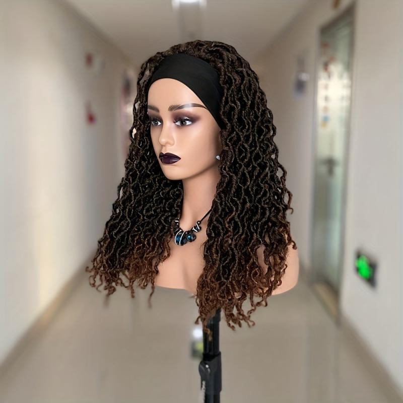 Synthetic Headband Wigs for Women Faux Locs Crochet Hair