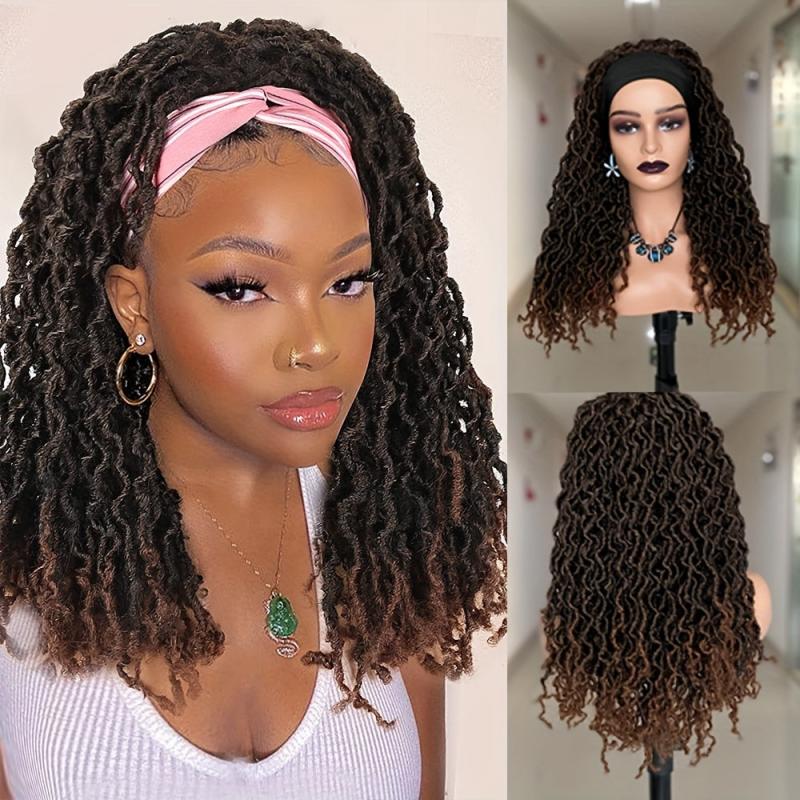 Synthetic Headband Wigs for Women Faux Locs Crochet Hair