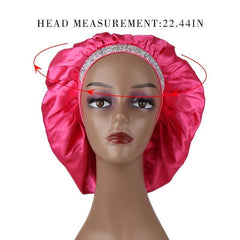Satin Sleep Cap with Rhinestone Bling - Soft Hair Bonnet for Women