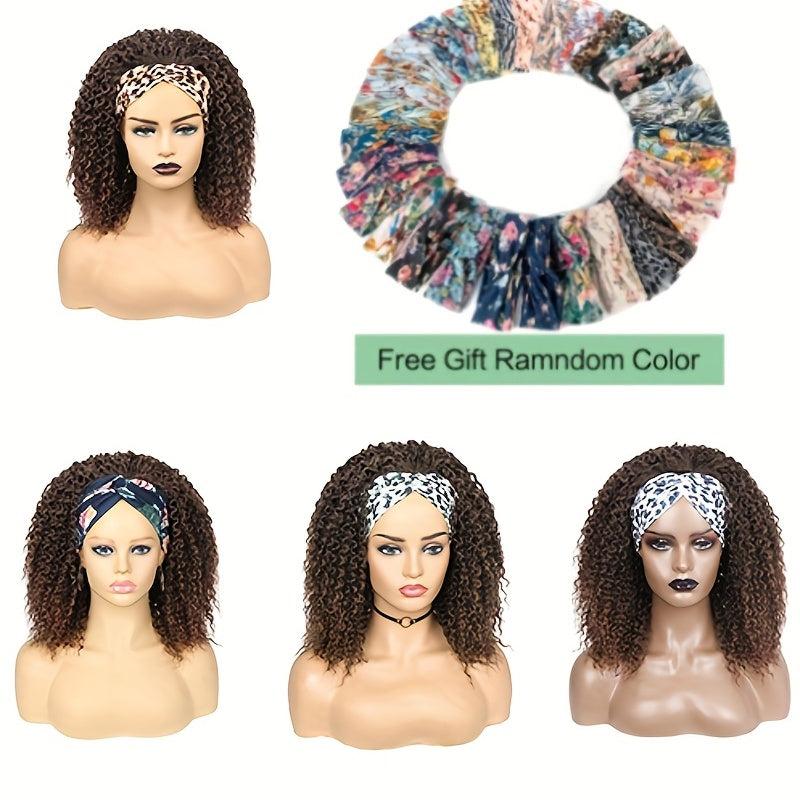 Curly Headband Wig Short Bob Kinky Curly Synthetic Wig Wet And Wavy 1B 30 16inch