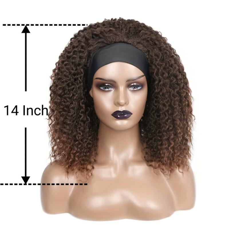 Curly Headband Wig Short Bob Kinky Curly Synthetic Wig Wet And Wavy 1B 30 16inch