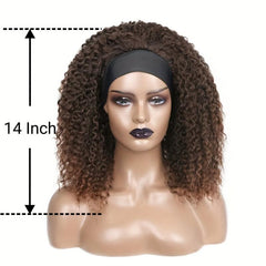 Curly Headband Wig Short Bob Kinky Curly Synthetic Wig Wet And Wavy 1B 30 16inch