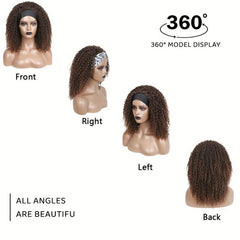 Curly Headband Wig Short Bob Kinky Curly Synthetic Wig Wet And Wavy 1B 30 16inch