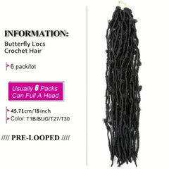 6pack 45 Butterfly Locs Crochet Hair Extensions Pre Looped Distressed Locs