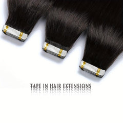 Tape In Extensions 100% Human Hair 1B Straight Seamless Skin Weft 16-26 Inches