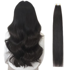 Tape In Extensions 100% Human Hair 1B Straight Seamless Skin Weft 16-26 Inches