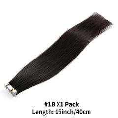 Tape In Extensions 100% Human Hair 1B Straight Seamless Skin Weft 16-26 Inches