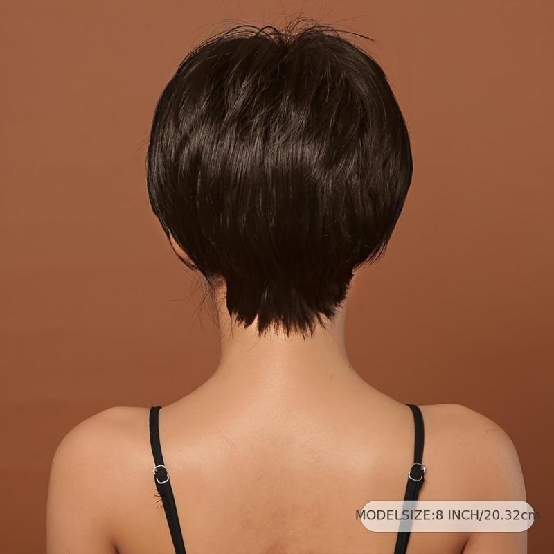 Short Bob Wig Full Bangs Natural Synthetic Hair Women