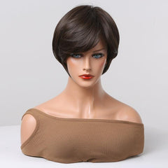 Short Bob Wig Full Bangs Natural Synthetic Hair Women
