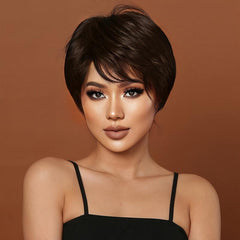 Short Bob Wig Full Bangs Natural Synthetic Hair Women