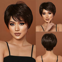 Short Bob Wig Full Bangs Natural Synthetic Hair Women