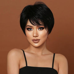 Short Bob Wig Full Bangs Natural Synthetic Hair Women