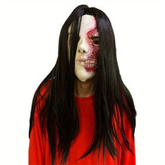 Long Straight Ghost Costume Wig for Halloween Cosplay
