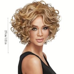 Short Curly Bob Cut Wig Synthetic Heat Resistant Natural Look