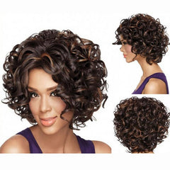 Short Curly Bob Cut Wig Synthetic Heat Resistant Natural Look