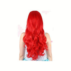 Mermaid Wig Red Curly with Starfish Cosplay Costume Hair