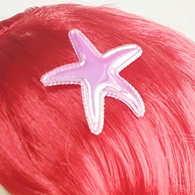 Mermaid Wig Red Curly with Starfish Cosplay Costume Hair