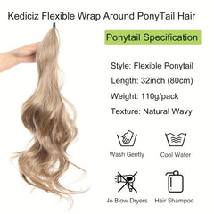 Long Curly Wavy Ponytail Extensions Synthetic Hairpiece For Women