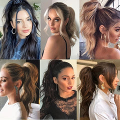 Long Curly Wavy Ponytail Extensions Synthetic Hairpiece For Women