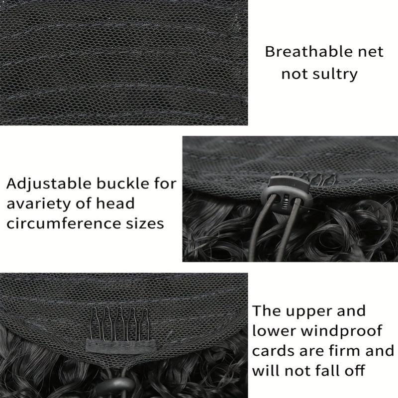 Short Afro Kinky Ponytail Extension for Women - Curly Drawstring Ponytail